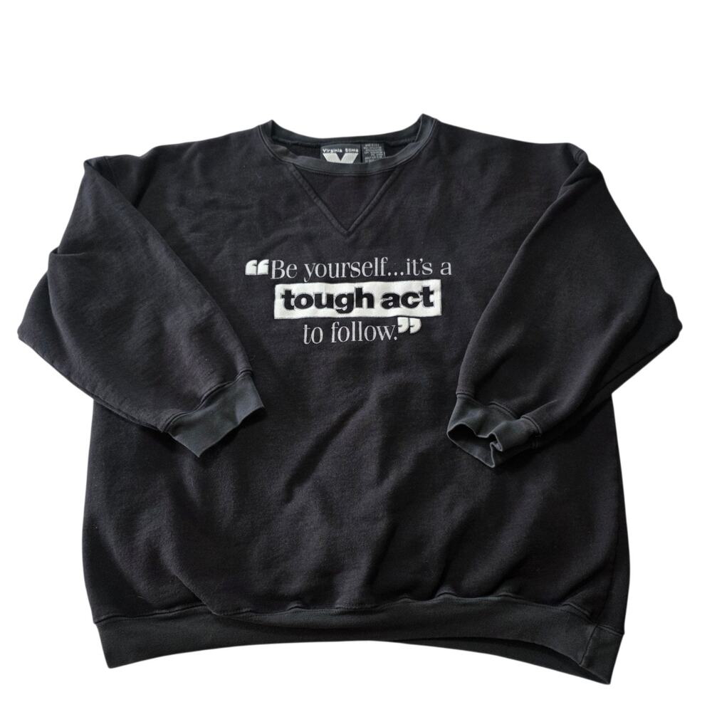 Vintage Virginia Slims V Wear Sweatshirt Women's S/M Black Graphic USA Made 90s - Picture 1 of 5